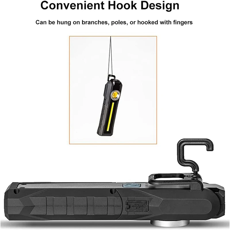 Rechargeable LED Work Light,UV Flashlight With Magnetic Stand Rotate,Inspection Light For Car Repair,For Camping,Et