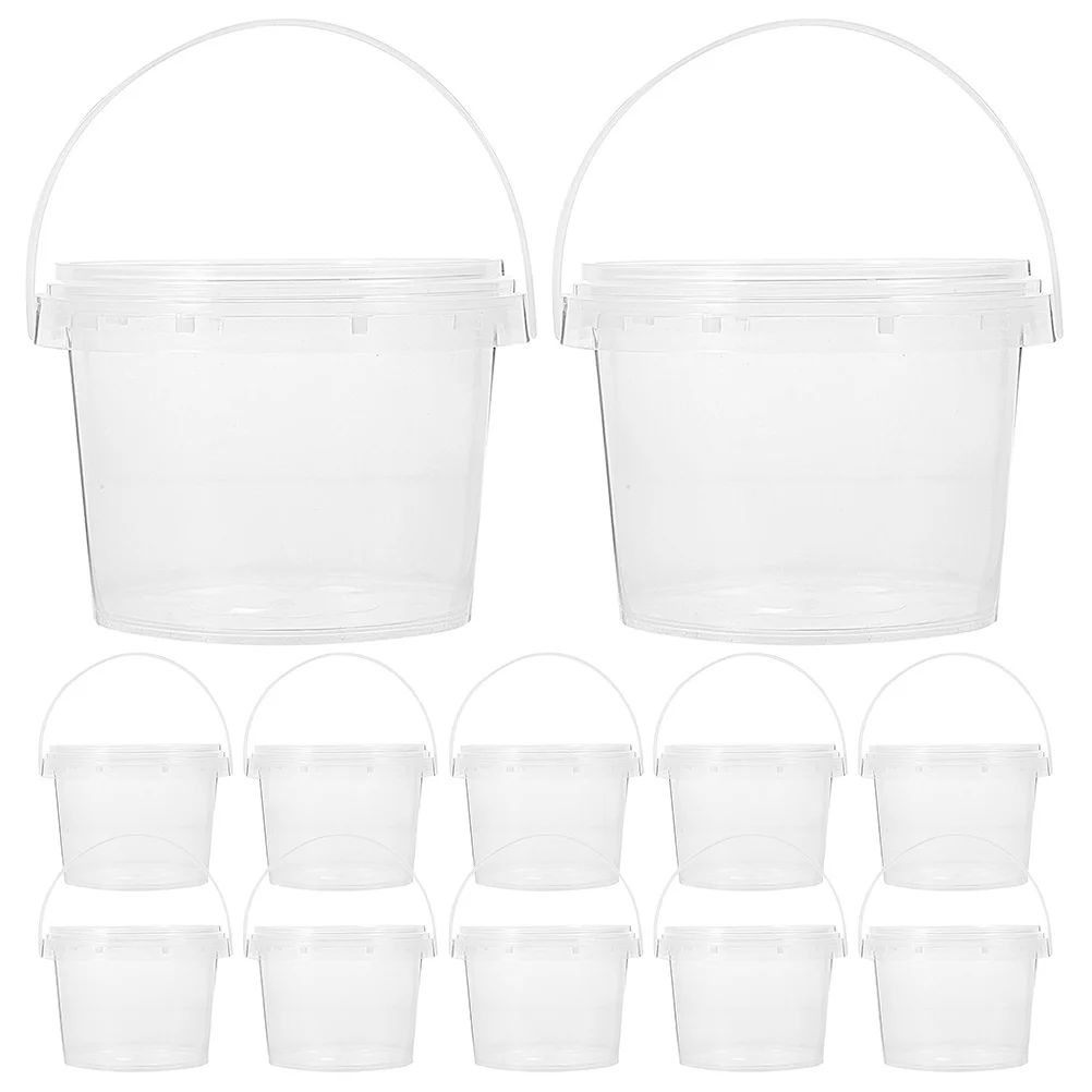 

12pcs Mini Food Storage Buckets Clear Reusable Snacks Containers Lid Multifunctional Portable Ice Cream Yogurt Dessert Freezer