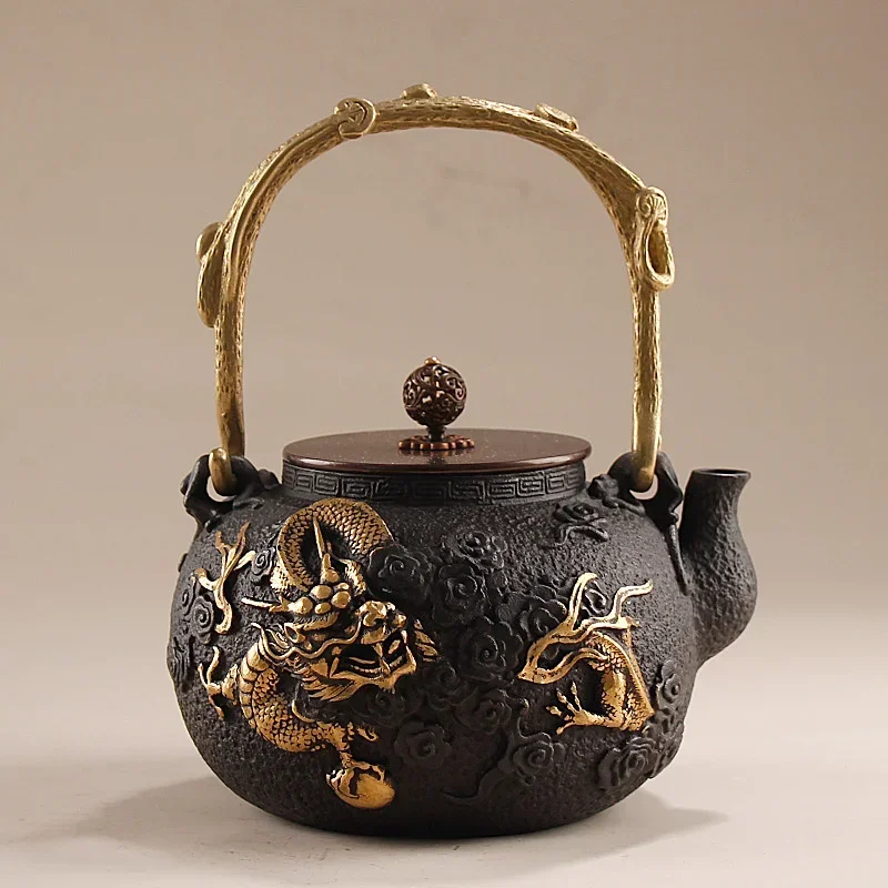 Authentic Uncoated Cast Iron Kettle Traditional  Pig Iron Pot for Kungfu Tea Set Kitchen Boiling Gift