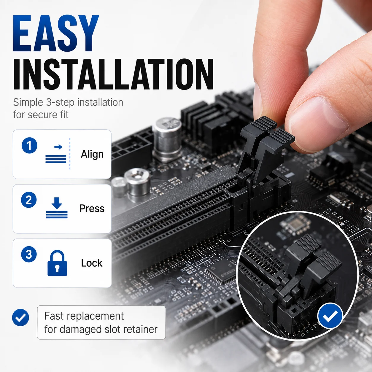 PCI-E 16X 164P Graphics Card Slot Retainer Clip Desktop Slot Locking Buckle Replacement Fixing Bracket ABS Repair Part