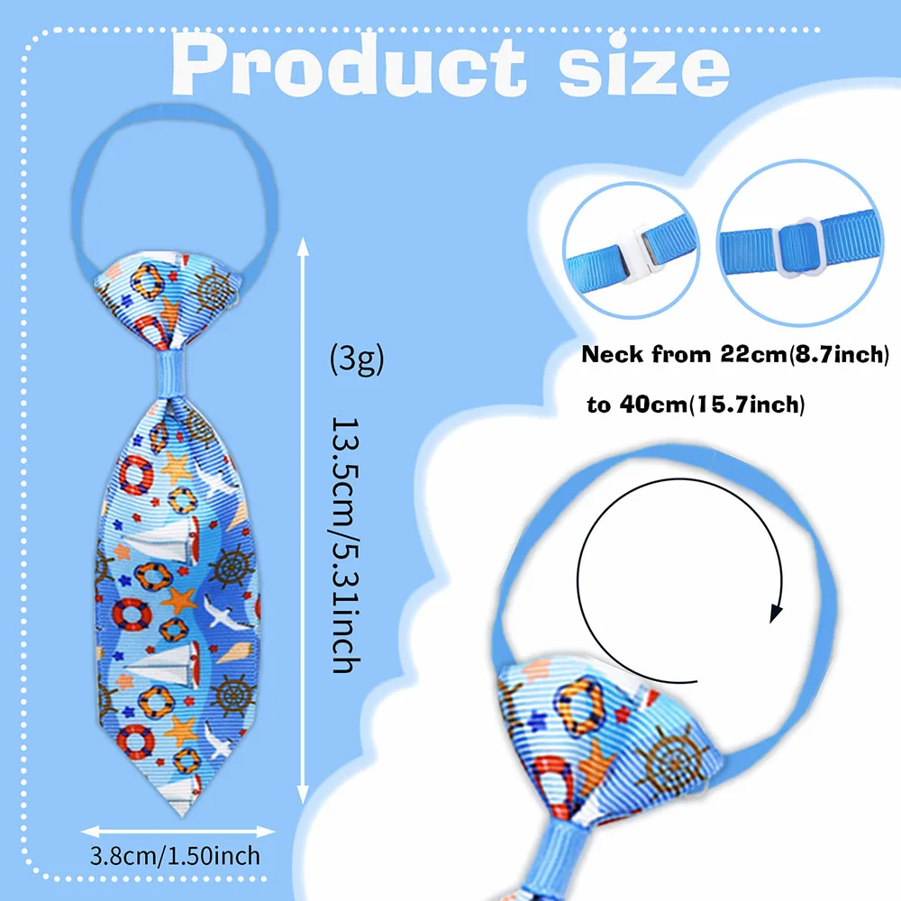 Dog Necktie 20PCS Ocean Series Adjustable Bulk Handmade Pet Bow Tie Cute Printed Dog Bow Tie Collar Pet Grooming Accessories