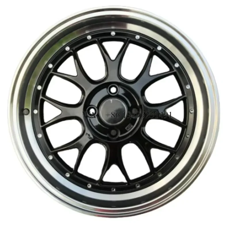customizedWmwmnu for Passenger Car Alloy Wheel Rim 17X5.5 Inch 4x100 Black Machined Lip with Chrome Rivets