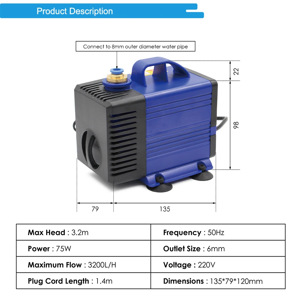 G-Penny CNC-Set 2,2kW Wassergekühlter Spindelmotor 110V/220V 80mm 4 Stück Lager & 2,2kW VFD & 80mm Halterung & 75W Pumpe für Fräsmaschine – Detail 11