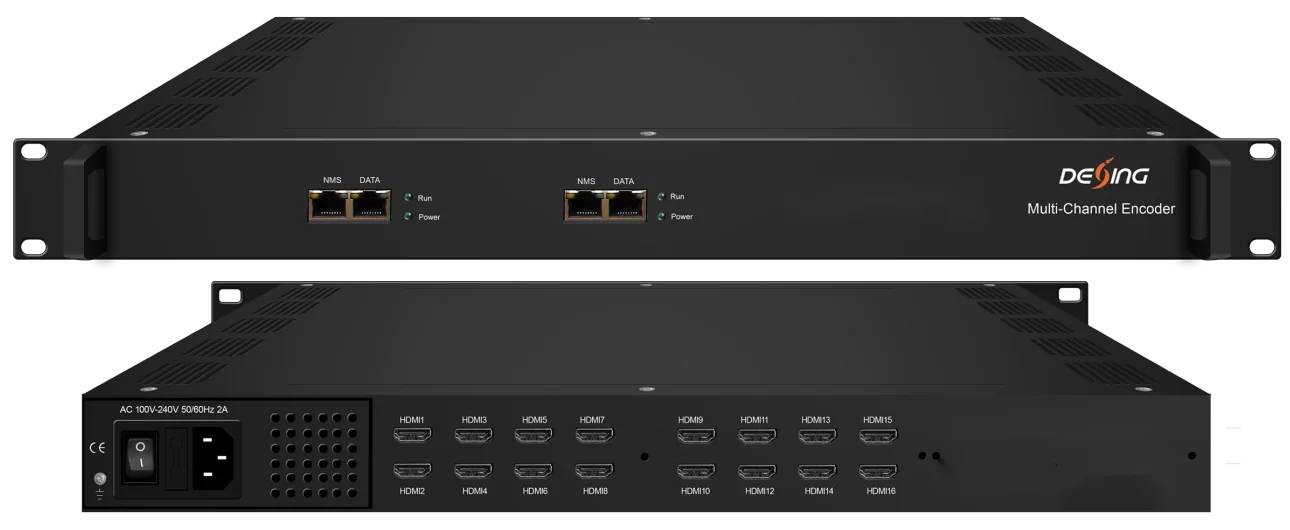 Encoder jaringan NDS3228S-N Mendukung 8/16/24 input HD-MI dengan output SPTS 8/16/24 maksimal 24 input HD-MI Input HD-MI ganda