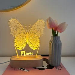 Personalized Butterfly Night Light USB Customized name 3D Christmas Anniversary Birthday Mothers Day Father's Day Gift