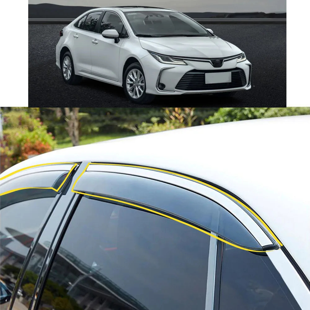 Car Body Styling Sticker Plastic Window Glass Wind Visor Rain/Sun Guard Vent For TOYOTA COROLLA Altis 12th 2019 2020 2021 2022