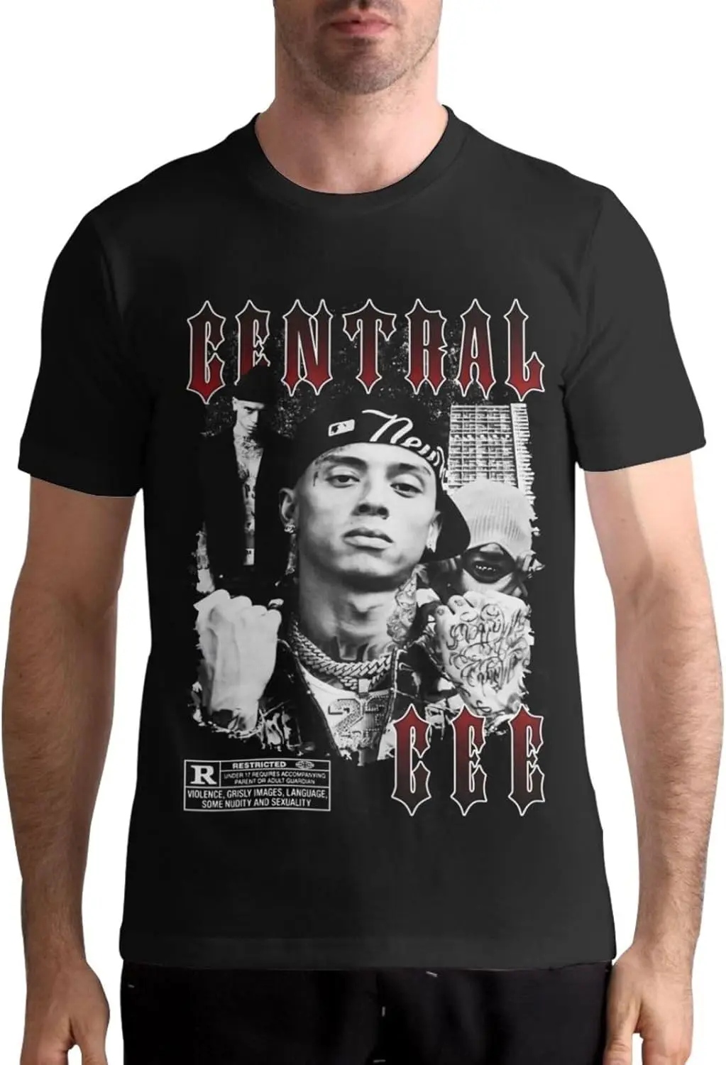 ROCK BAND. Shirt Central Rapper CEE Mens Short Sleeve T-Shirts Classic Graphic Cotton Crewneck Tee Tops