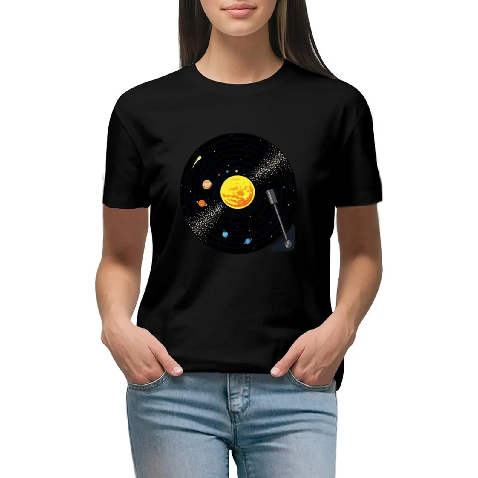 

Solar System Vinyl Record T-Shirt plain cute clothes anime quick-drying t-shirt dress for Women sexy