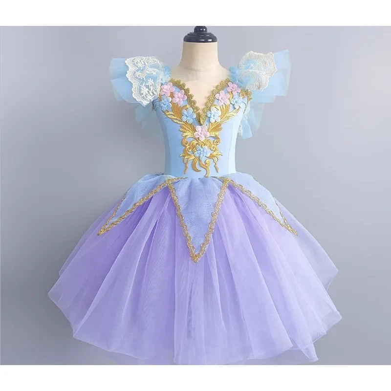 الفتاة توتو تنورة زهرة ازياء الاطفال الباليه توتو فستان الفتيات سوان أداء الزي لينة تول منتفخ الأميرة ملابس رقص