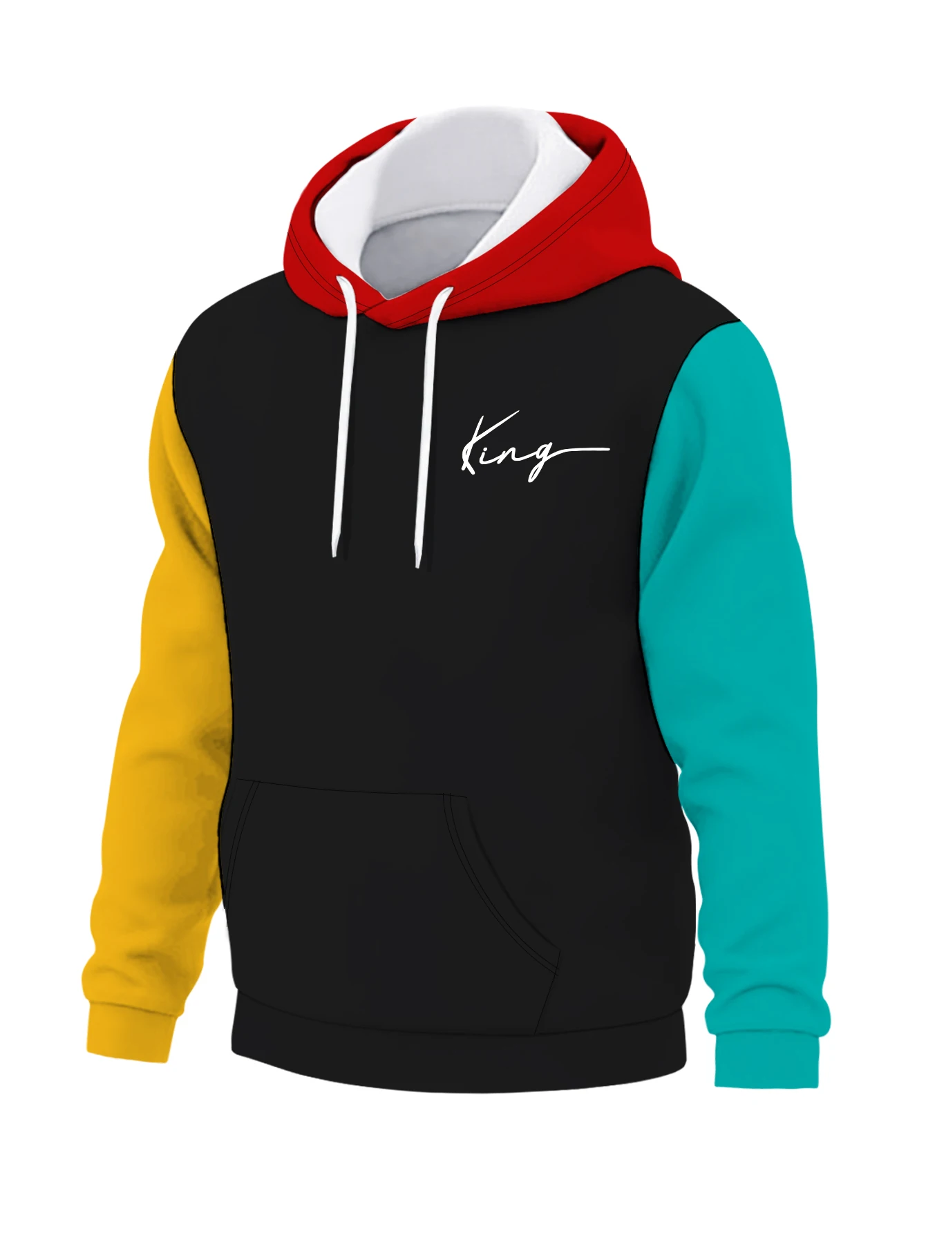 Men's Spring and Autumn Casual Home Hooded Sweatshirt Two-piece Set Contrast Color Drawstring University College Hoodie Set