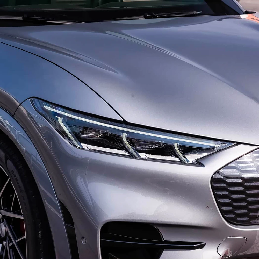 Für Ford Mustang Mach-E 2021-2023 TPU PPF Hochglanz Rauchschwarz Vorgeschnittene Autoscheinwerfer-Schutzfolie Kratzfeste Vinylfolie – Detail 2