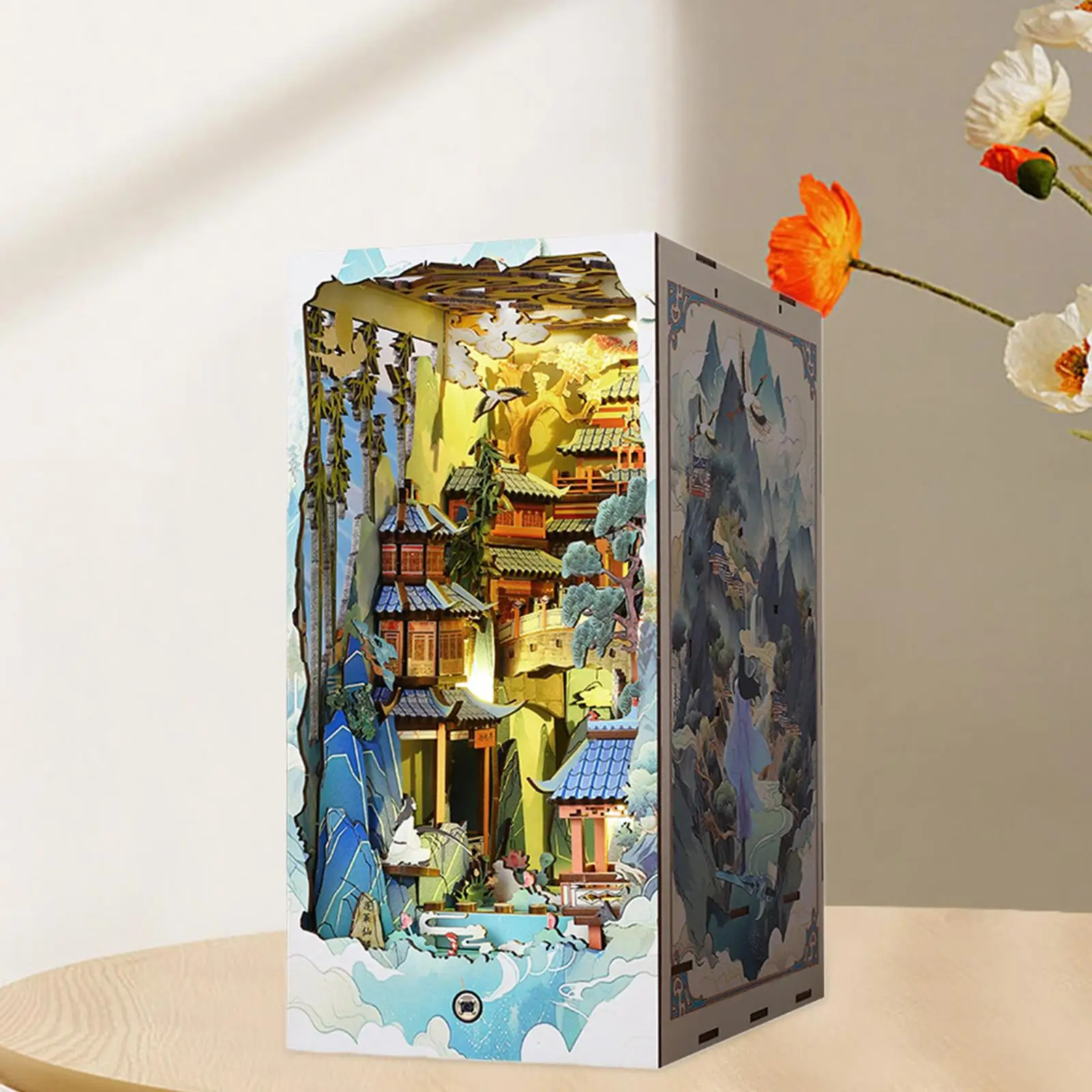 DIY Book House Kits Building Puzzles with Light Bookend Bookshelf Insert Bookcase for Teens Children Kids Adults Holiday Gifts