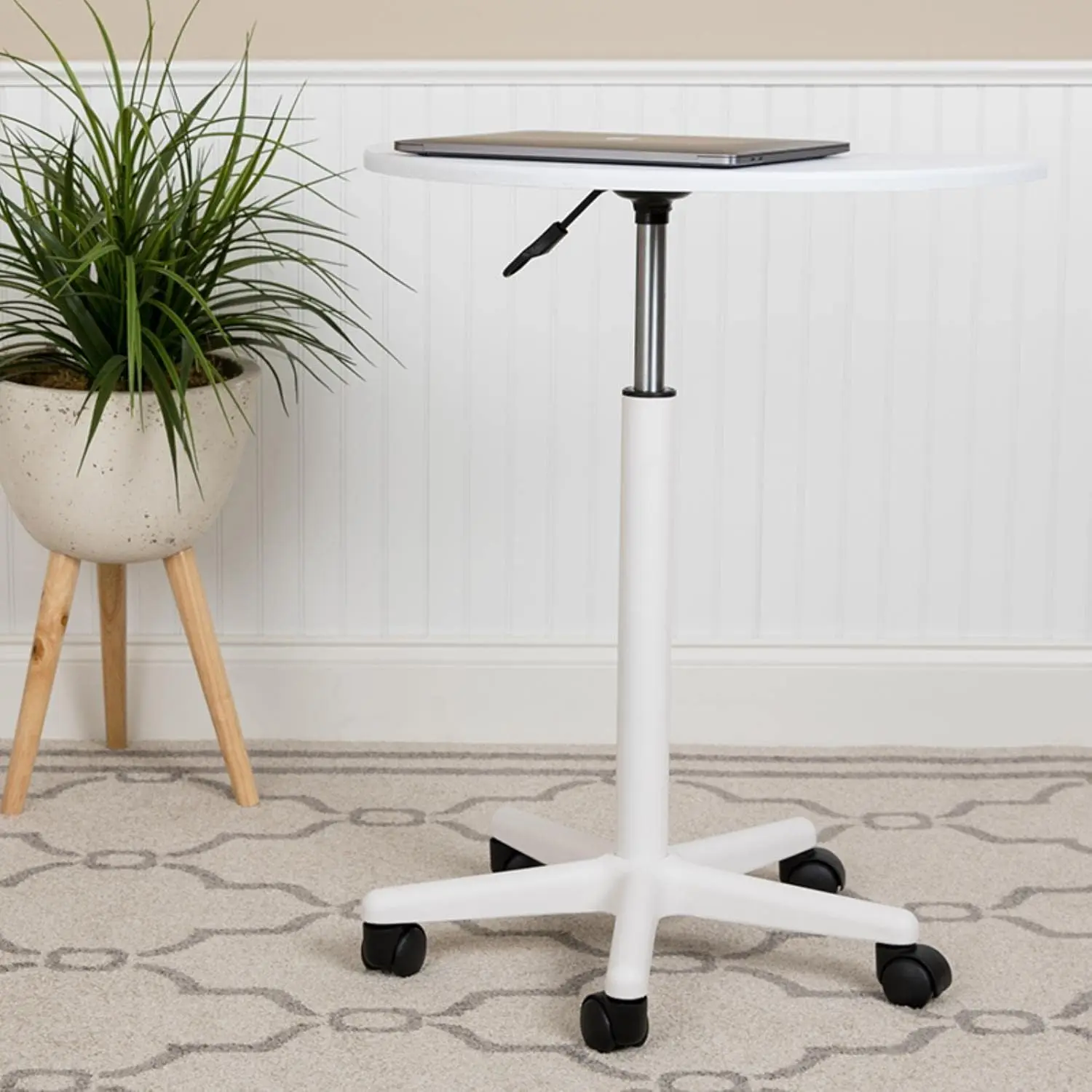 Eve Sit to Stand Mobile Laptop Desk/Speaker's Lectern with Wheels,