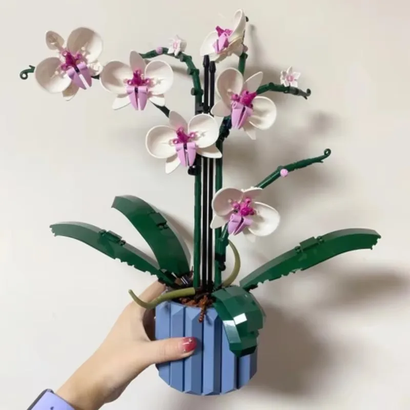

608pcs Bouquet Building Sets Orchid Building Blocks Plant Bonsai Adult Assembled Toy Girl Boy Birthday Gift