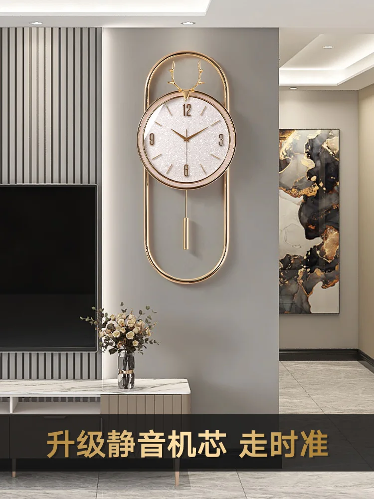 Wall clock living room 2023 new light luxury, modern, simple and fashionable, high-end decorative wall-watch, European-style