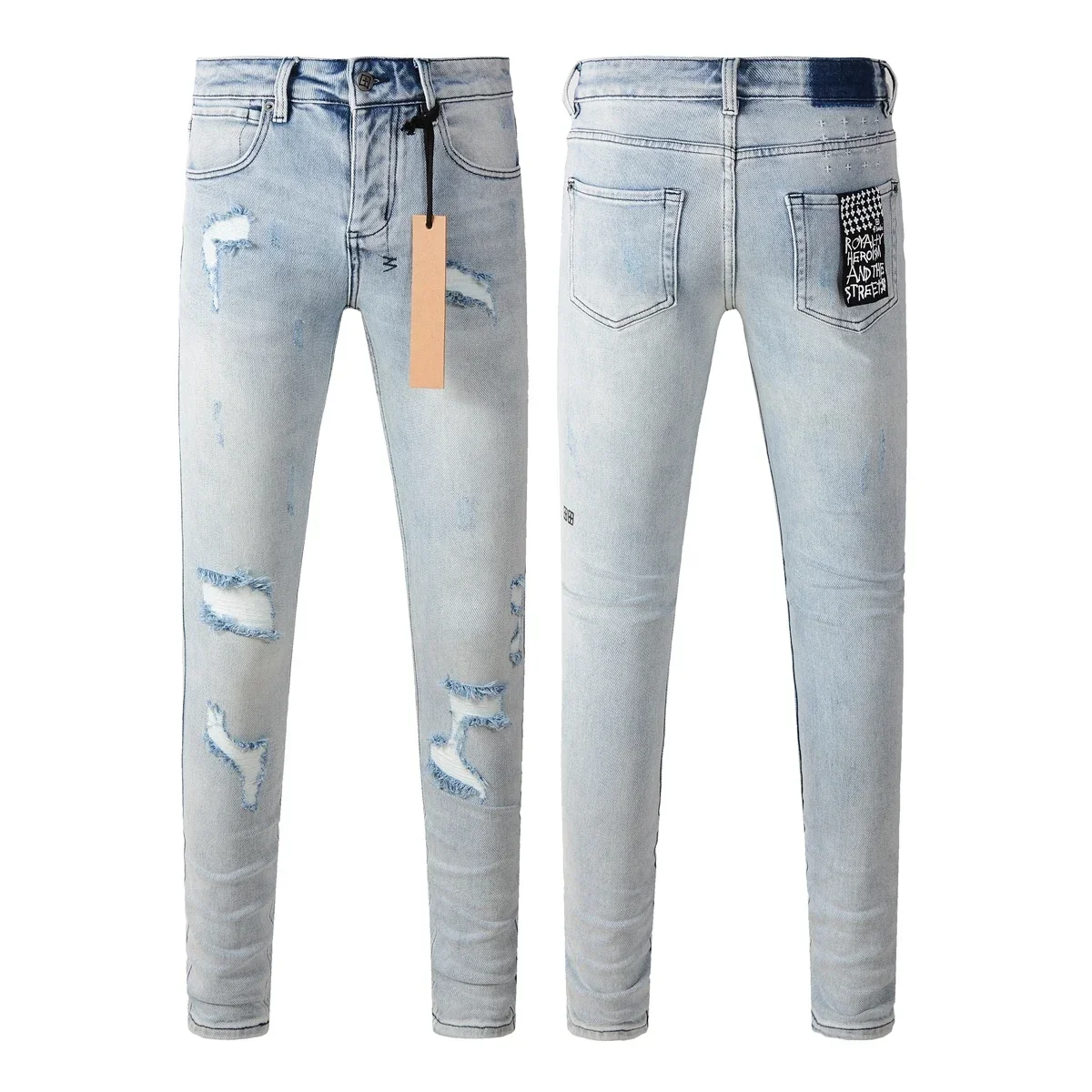 KSUBI Cross Jeans American High Street Paint Hole Trend High Quality Low Rise Skinny Denim Pants Pleated Ripped Jeans