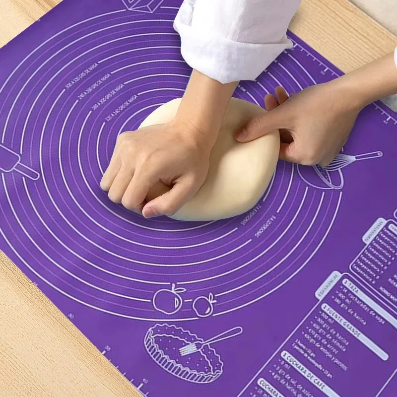 Non-Stick Silicone Pad Baking Sheet Cupcake Dessert Mat Baking Mat with Scale Pastry Boards Cookie Decorating Tools - 45x60cm