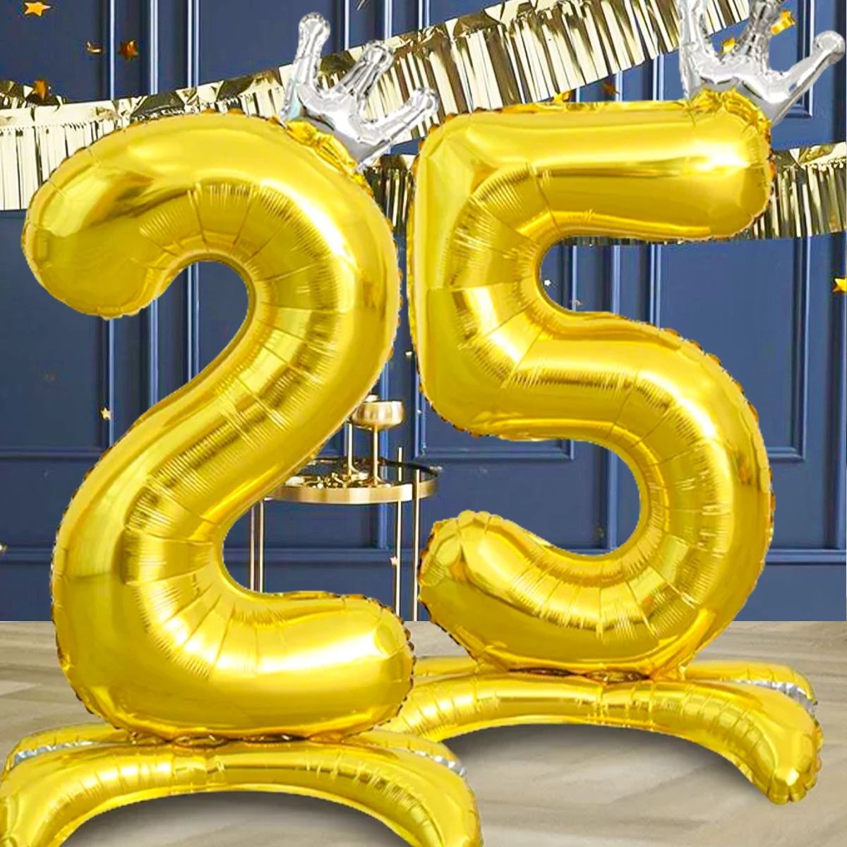 1 Großer 40-Zoll Goldener Kronen-Zahlenballon mit Sockel, Geburtstagsparty-Dekoration, Foto-Requisite, Jubiläumsgeschenk – Detail 2