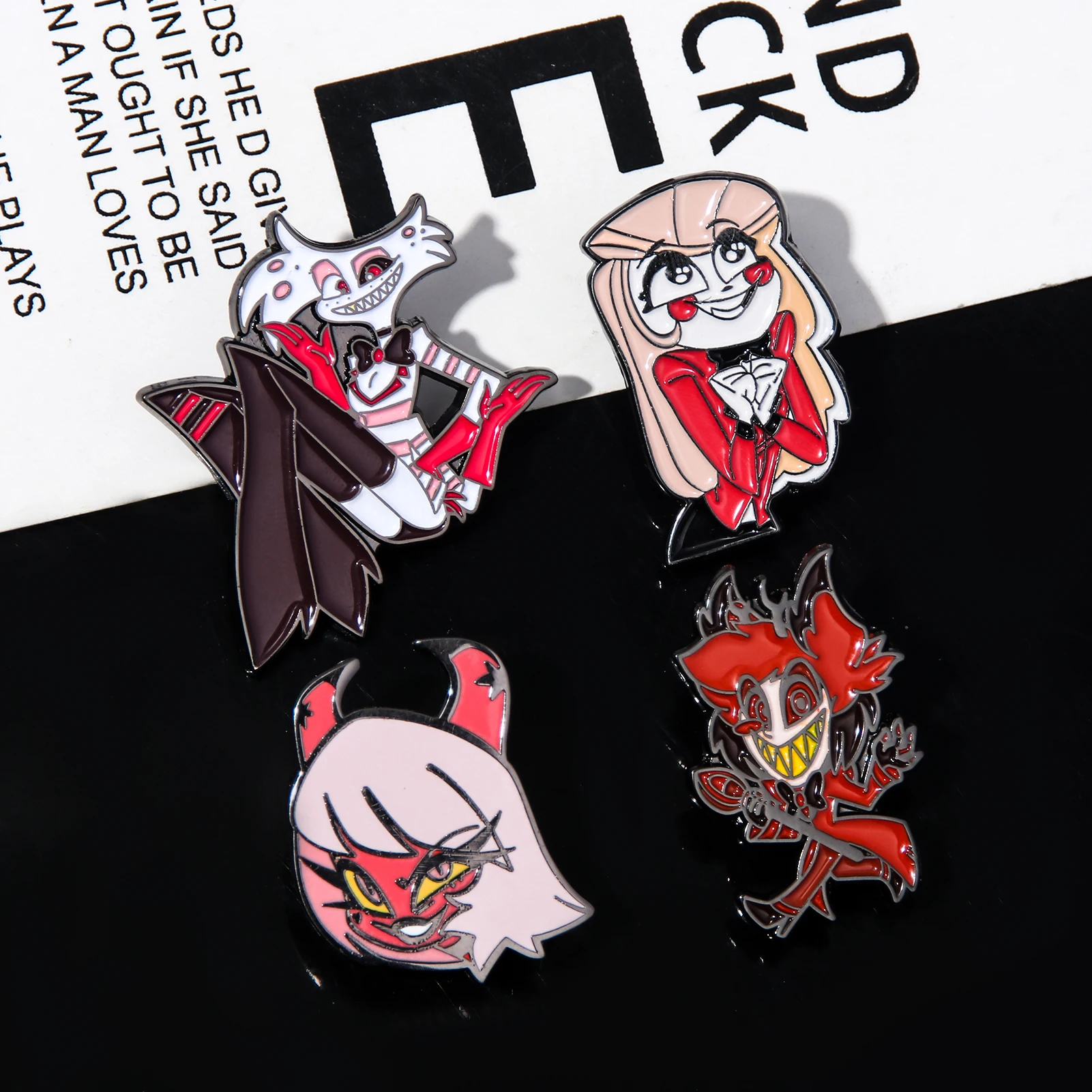 Hazbin Cartoon Anime Hoteles Lapel Enamel Pin Angel Devil Dragon Brooch Figure Metal Pendant Fans Badge Bag Accessories Gifts