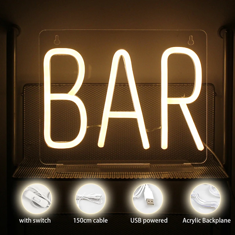 Wanxing LED Bar Sign Neon USB Power BAR Warm White Light Up Letter Advertisement Board Electronic Display Sign Party Decor