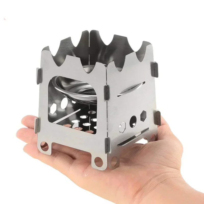 

Stainless Steel Folding Wood Stove Durable Portable Picnic Mini Stove for Outdoor Camping Field Hiking Exploration