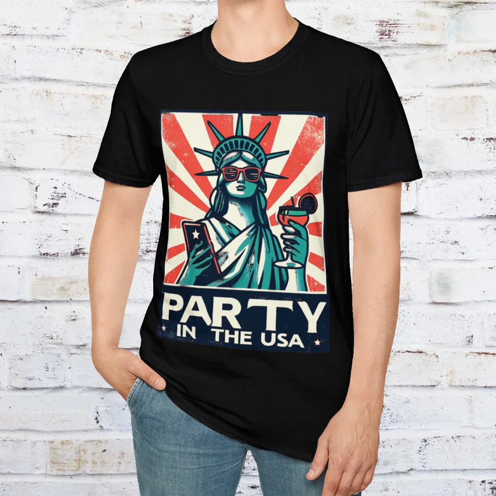 Party in the USA T Shirt Vintage America 4th of July Patriotic Classic Tee Gift tops Unisex Summer Short Sleeve