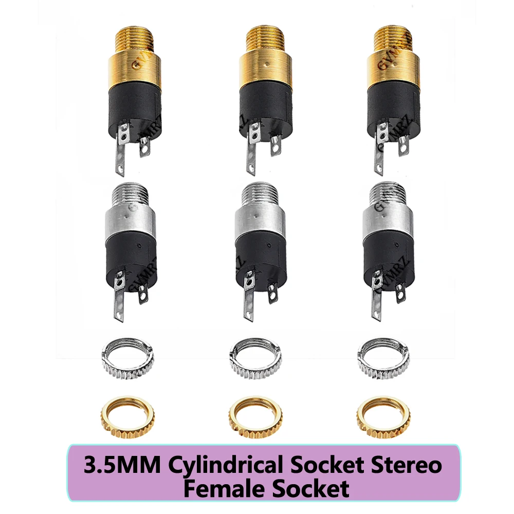 5PCS PJ-392 3.5MM Cylindrical Socket Stereo Female Socket Jack With Screw 3.5 Audio Video Headphone Connector PJ392 GOLD PLATED