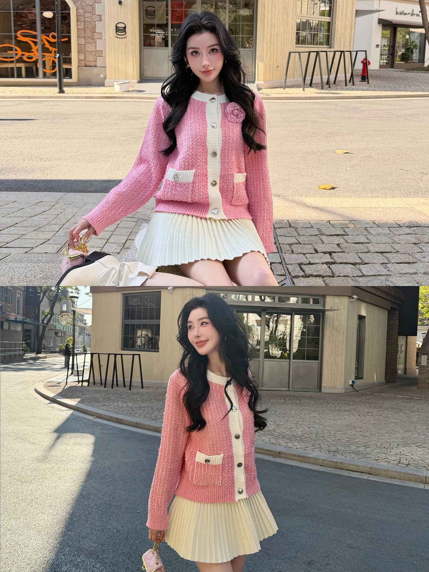 

Женский вязаный кардиган LADIESFIRST Sweet Sle Soft Color Blo с цветочной вышивкой, приталенный топ с длинными рукавами и круглым вырезом для зимы