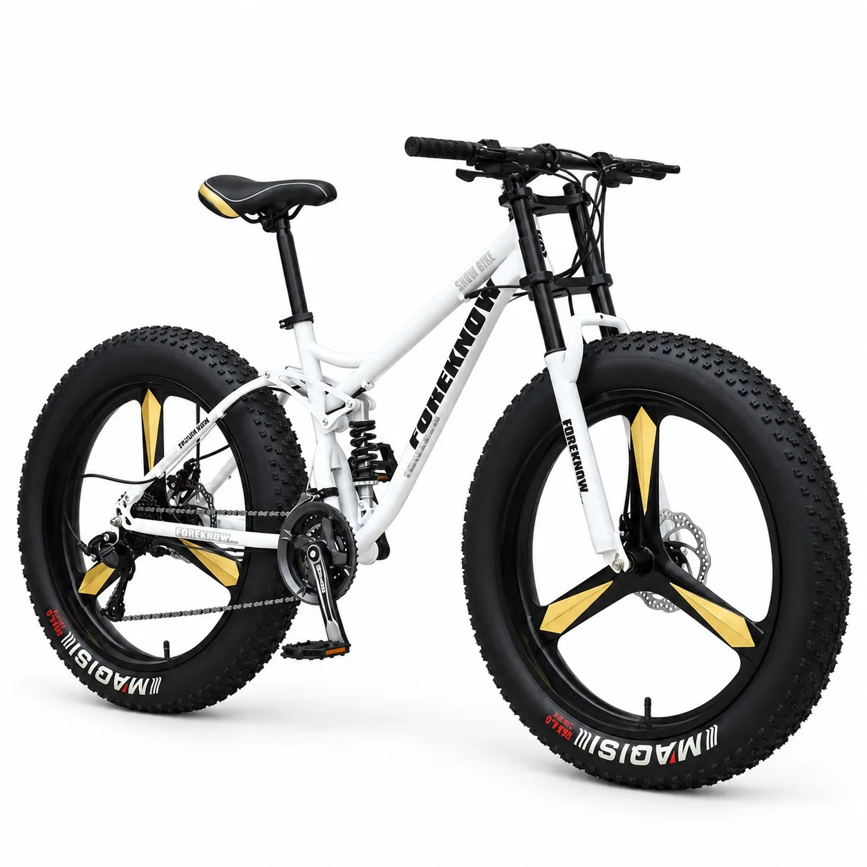 Adult Off-Road Mountain Bike Shock Absorption 26 Inch White Integrated Wheel