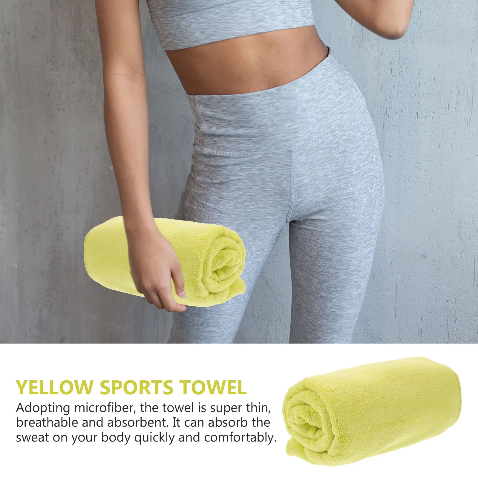 

Microfiber Sports Towel Yellow Cooling Quick Dry Fitness Towel Sweat Absorbent Breathable for Running Gym Hiking Camping Yoga