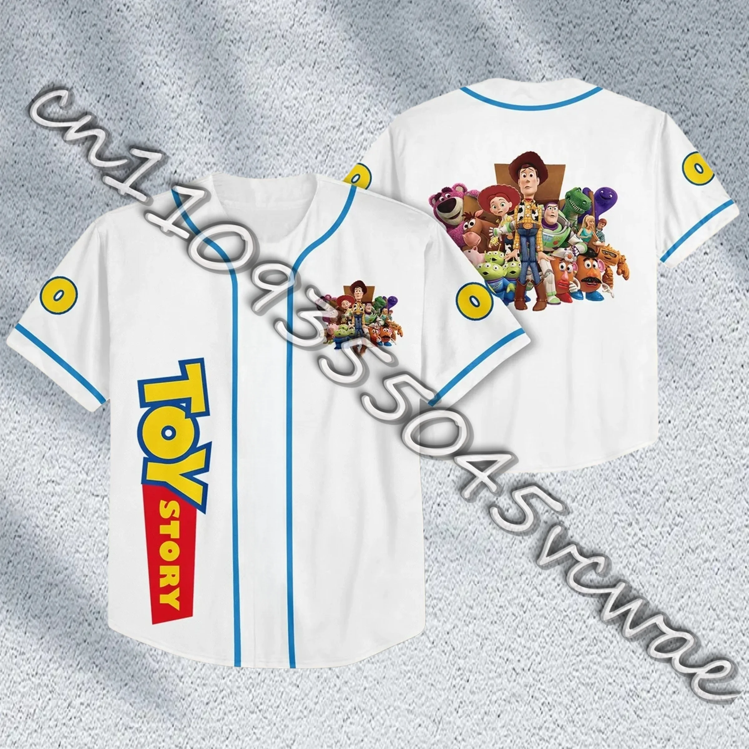 

Хит продаж 2026: Футболки с пуговицами «История игрушек» и бейсбольной символикой Disney, персонализированные, для мужчин и женщин, подарки для детей и взрослых