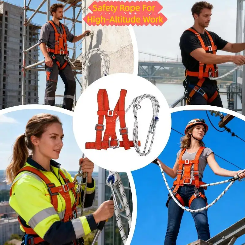 Bright Red  Height Fall Prevention Safety Belt With Industrial Grade Hook for Scaffolding Aerial Maintenance Work