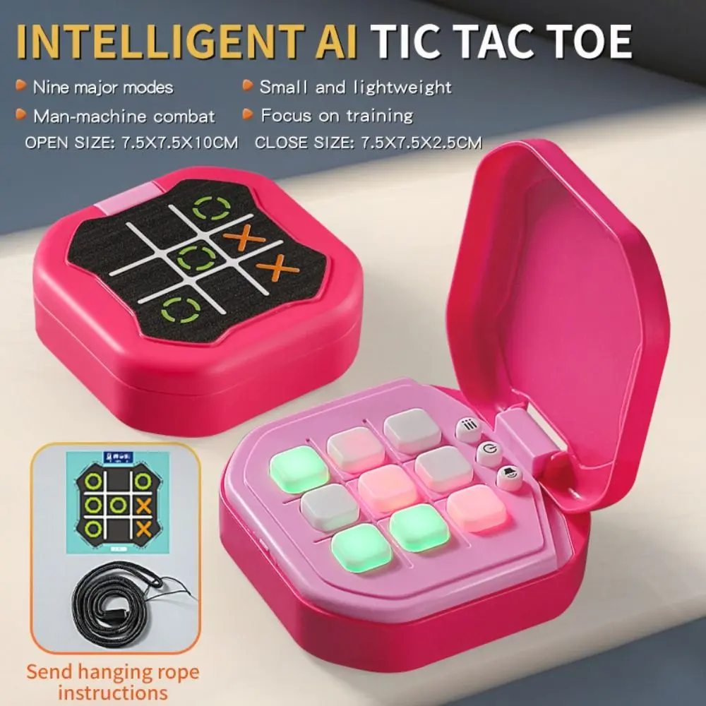 

Electronic TIC-TAC-TOE Game Memory Training Educational Montessori Puzzle Table Game Mini 9-in-1 Handheld Bolt Game Travel