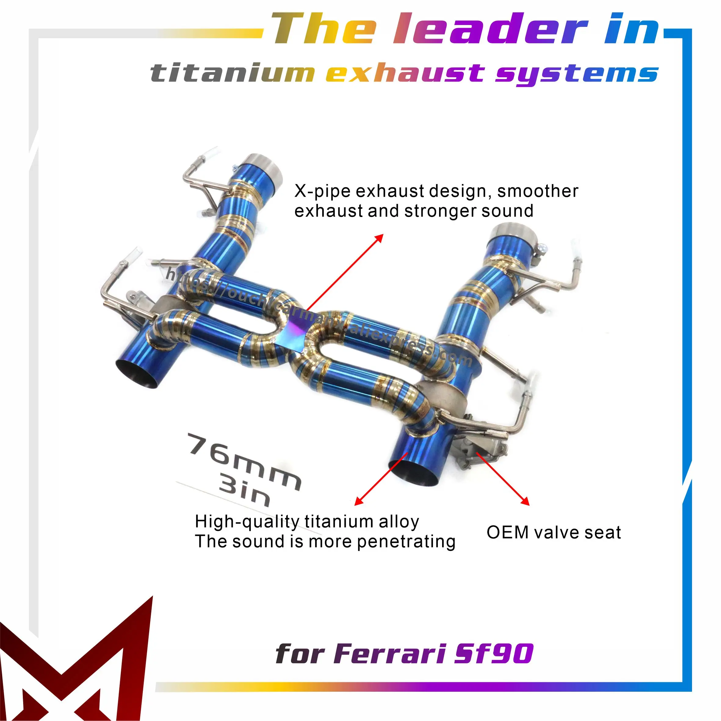 

MANX Ti for Ferrari SF90 Catback with OEM Valve Continuous surprises Lightweight Sounds good Exhaust systems