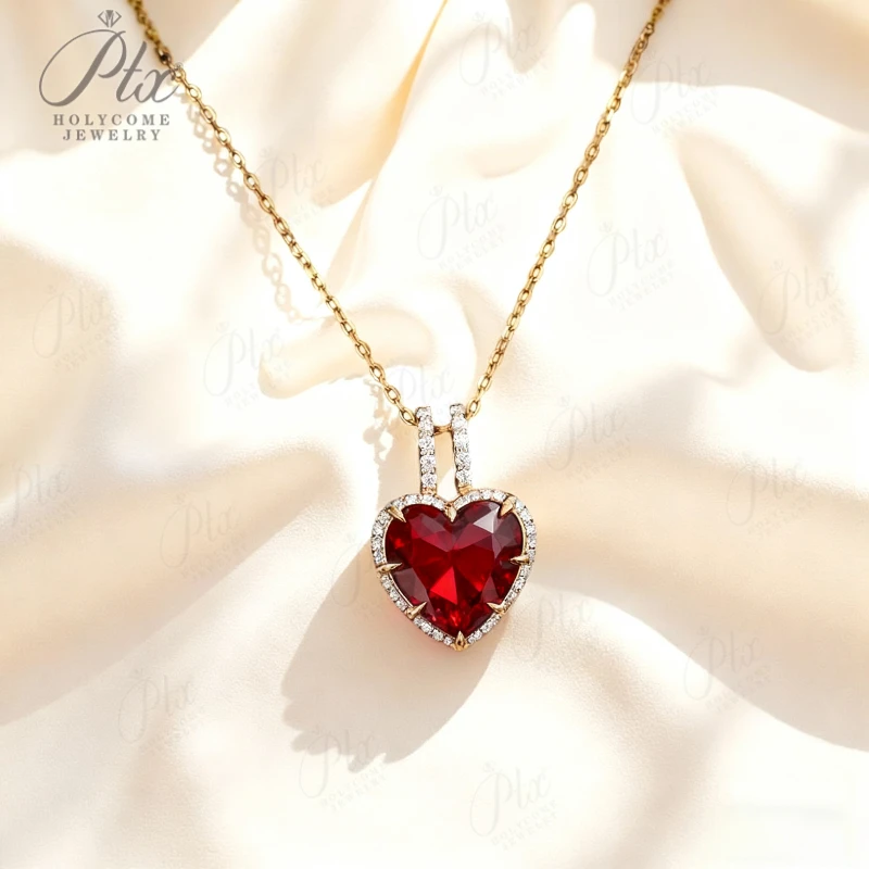 

Комплект безеля в форме сердца, ожерелье из стерлингового серебра 925 пробы, золото 10 карат/14 карат/18 карат, изысканный драгоценный камень, выращенный в лаборатории, подарок на годовщину