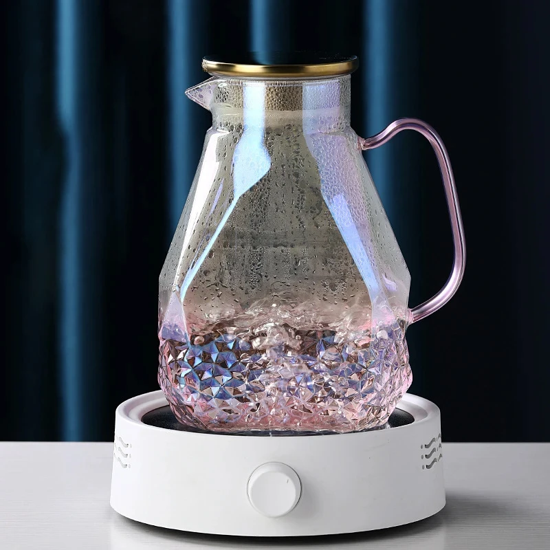 

Gradient Pink Glass Teapot Set Hot Cold Water Water Jug Coffee Pot Home Water Carafe Heat-resistant Cup Kettle
