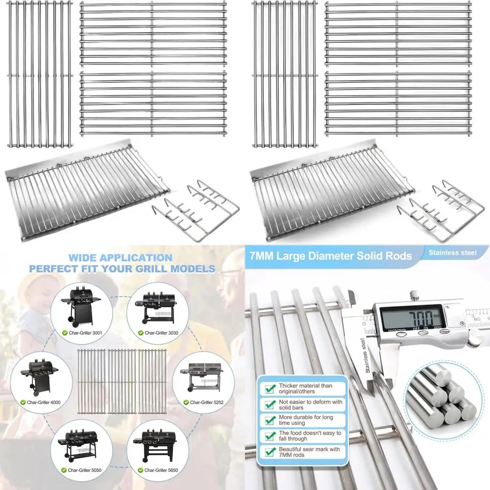 

Stainless Steel Fire Grate Hanger and Ash Pan with 3 Cooking Grids for Charcoal Grills, 20.4 Inch, Suitable for Various Models