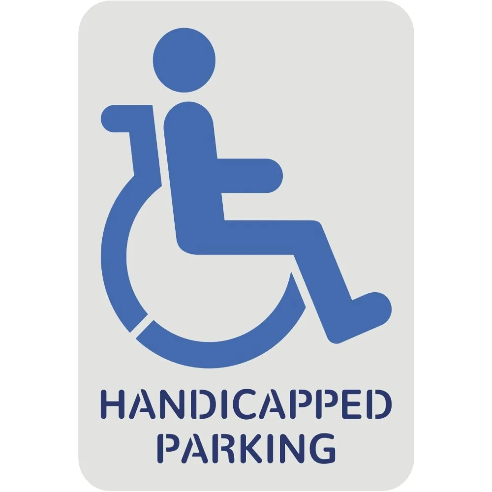 Handicap Stencil Template 11.7x8.3 inch Plastic Handicap Painting Stencil Handicap Symbol with Handicapped Parking Word Reusable