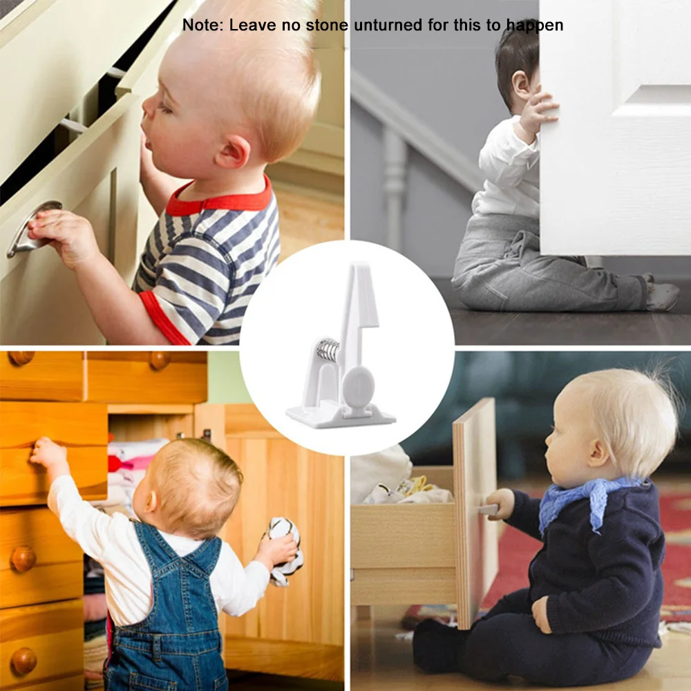 أقفال أدراج آمنة للأطفال، بلاستيك ABS متين، للخزانة والخزانة، سهلة التركيب وإطلاق ضغط الأصابع #6