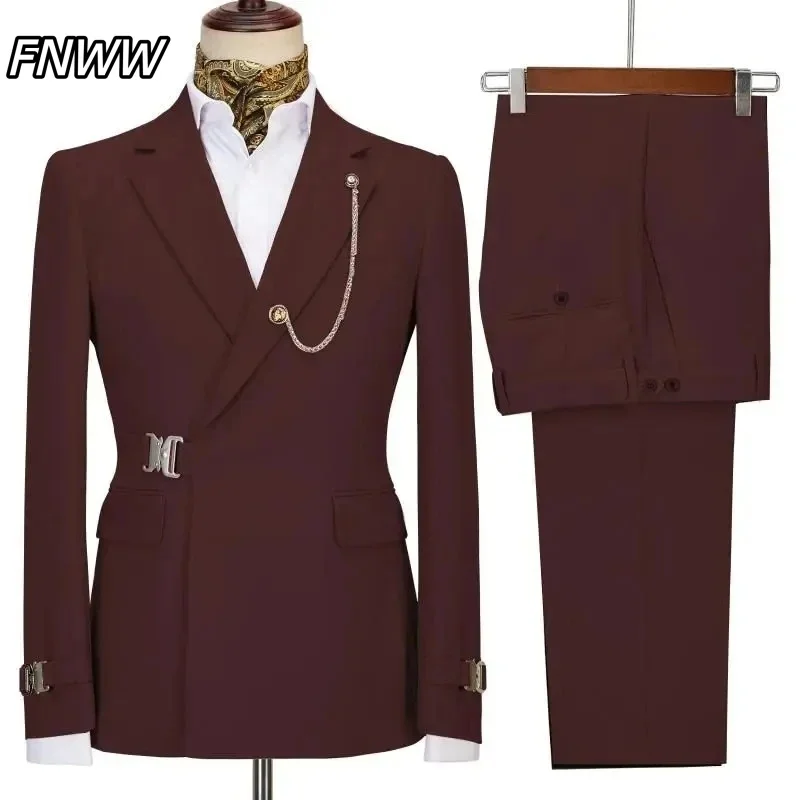 

Men's Suits Blazer Pants for Men 2026 Jacket Italian Design Notched Lapel Party Wedding Slim Fit Costume Homme 2 Piece Clothing