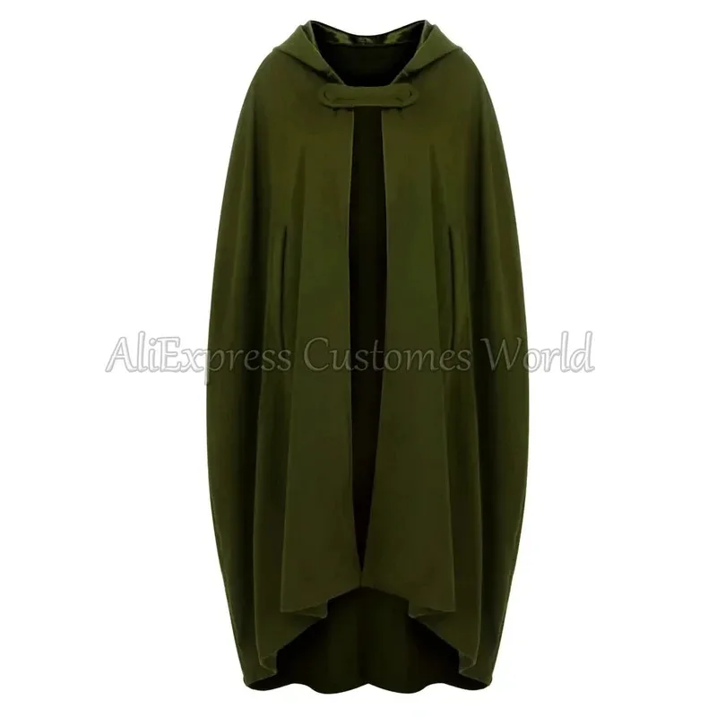 Gothic Vintage Green Cloak Cosplay Costumes Medieval Punk Coats Renaissance Robe Cashmere Cape Jacket Women Party Ponchos Winter