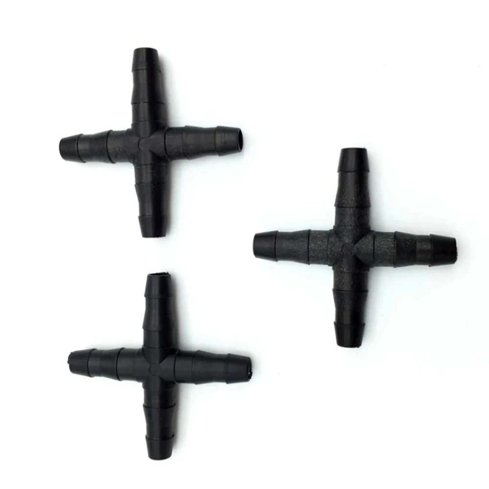 30PCS 1/4''  4 Ways Cross Connecter For 4/7mm Micro Hose Drip Irrigation Cross Joint Connectors
