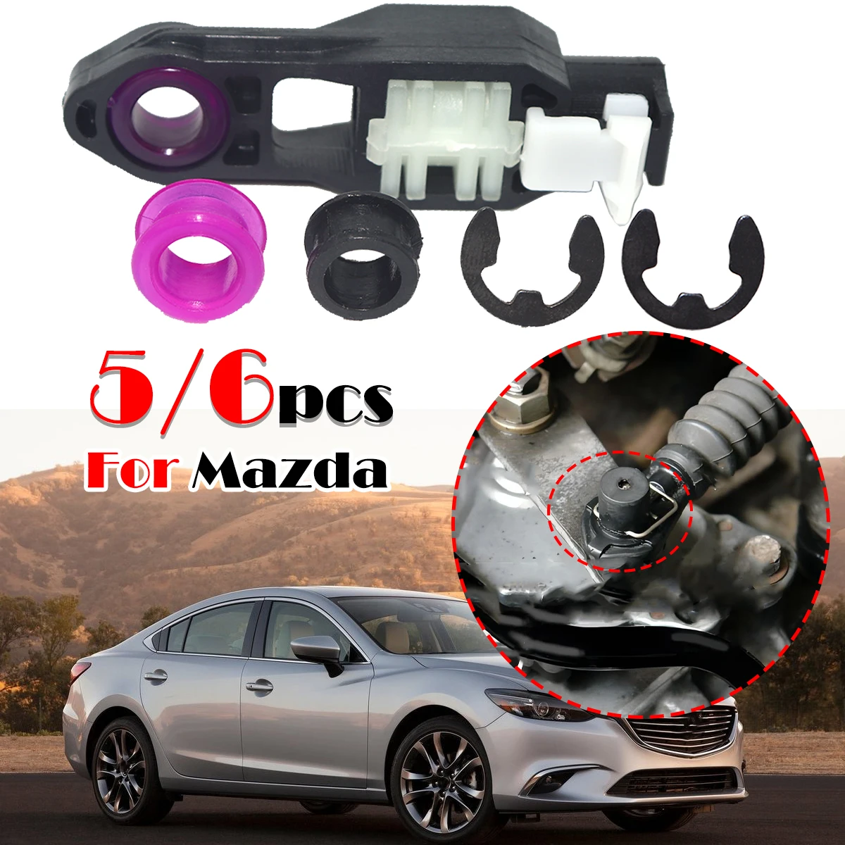 

Комплект троса переключения передач, втулка управления, рычаг переключения передач, селектор с обоих концов для Mazda2 3 6 CX-5 2013-2024 Tribute CX-7