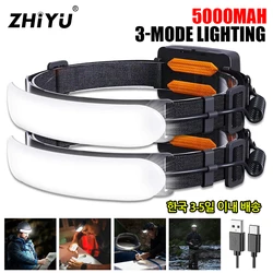 5000MAH LED Headlamp USB Rechargeable Head Lamp with Built-in Battery Headlight for Work Fishing Outdoor Camping Head Flashlight