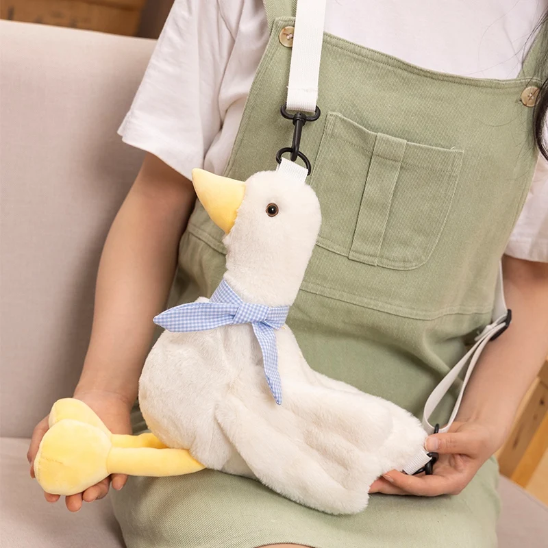 White Goose Cartoon Animal Single Shoulder Bag Adjustable Coin Wallet Shopping Plushie Friend Gift