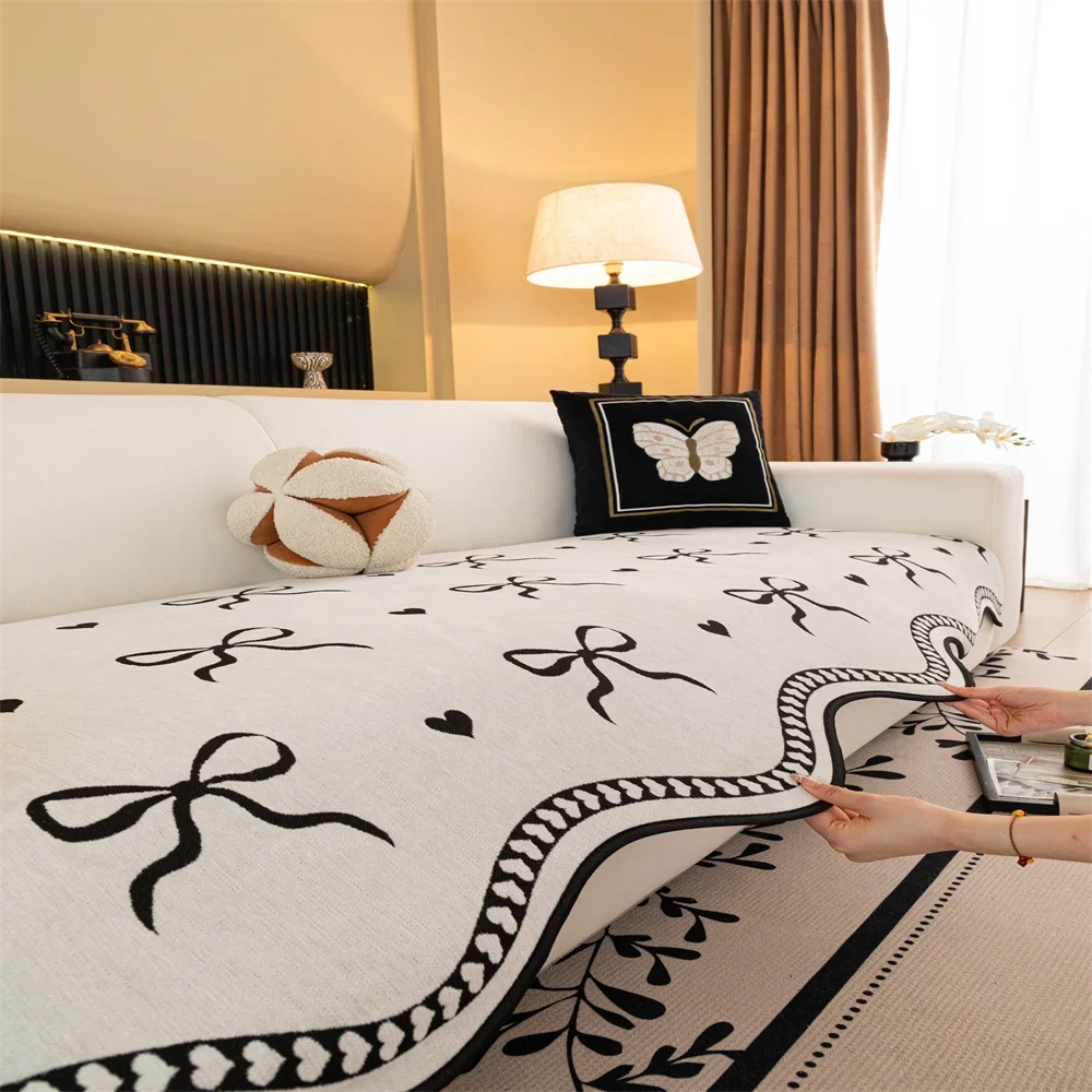 وسادة أريكة جلدية أربعة مواسم عالمية 2025 جديد قطعة واحدة مستقيم عدم الانزلاق وسادة غطاء أريكة منشفة من القماش #5