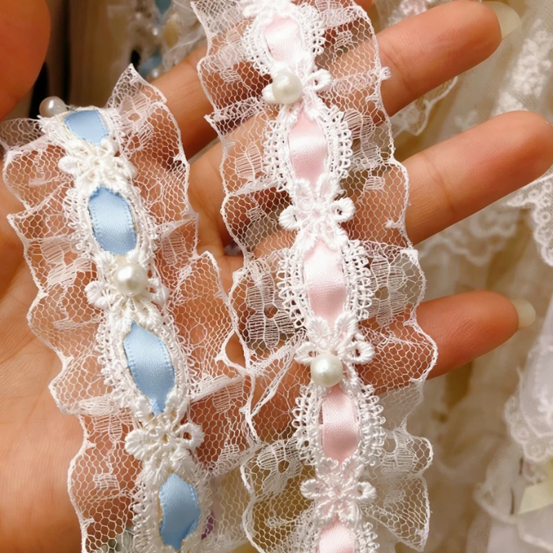 

1 ярд кружевной тесьмы Лолита цвета слоновой кости с бисером, атласная лента с оборками, ткань для отделки, атласная лента для рукоделия, ширина 3,5 см, для одежды, штор, декора мебели