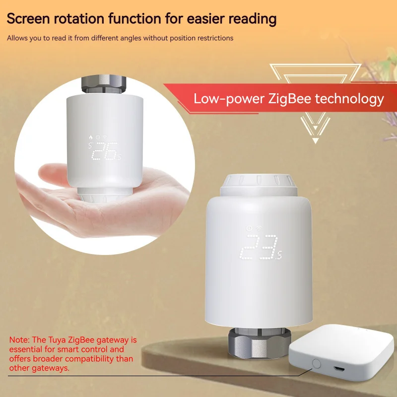 Tuya Zigbee Smart TRV (Thermostatic Radiator Valve),Constant Temperature Control, APP Remote/Timer,Energy Saving Knob Adjustment