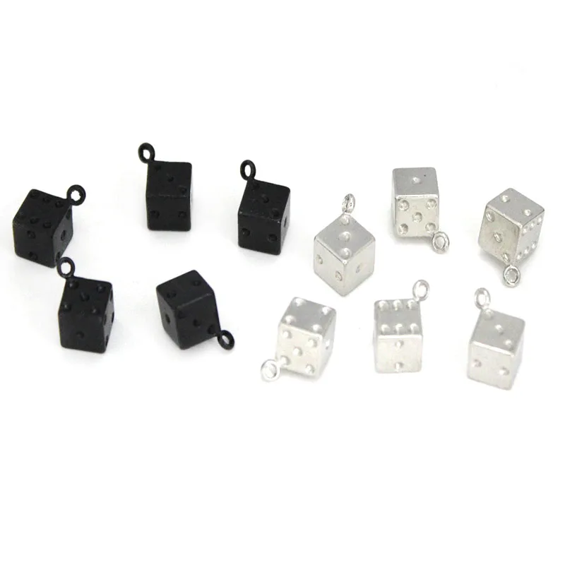 20Pcs Stainless Steel Cube Dice Charms 3D Dice Pendants for DIY Crafting Necklace Bracelet Earrings Jewelry Making Accessories