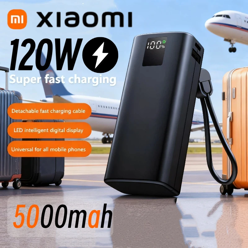 Xiaomi цифровой дисплей 120 Вт 5000 мАч внешний аккумулятор большой емкости быстрая зарядка портативное зарядное устройство для iPhone Samsung Huawei Xiaomi цифровой дисплей 120 Вт 5000 мАч внешний аккумулятор большой емкости быстрая зарядка портативное зарядное устройство для iPhone Samsung Huawei